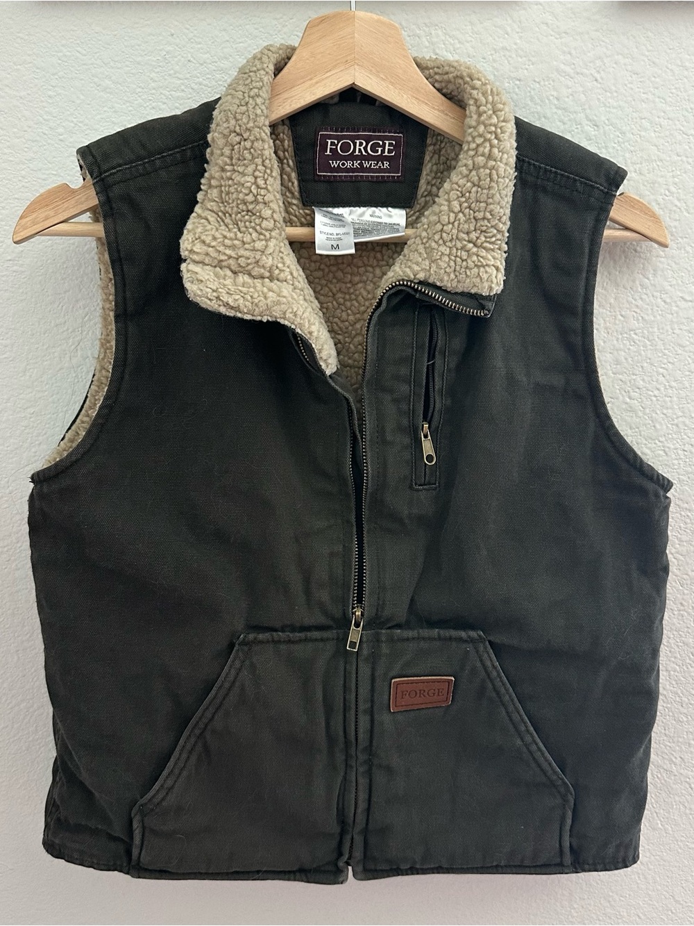 Forge Olive Green Faux Sherpa-lined Work Vest